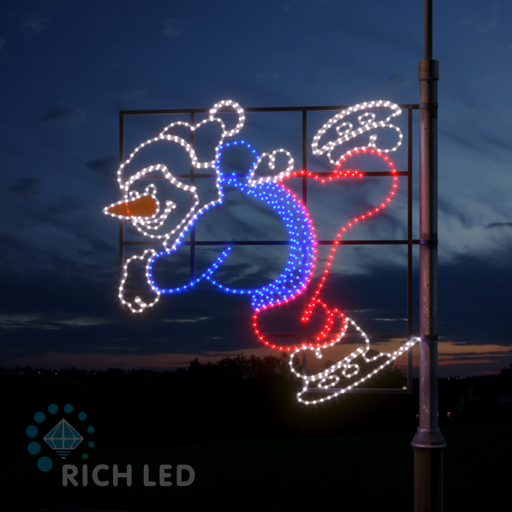 Качественная картинка Светодиодная консоль Снеговик конькобежец RichLed