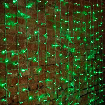 Светодиодный занавес NEON-NIGHT 2х1,5м ЗЕЛЕНЫЙ, прозрачный ПВХ, IP65, постоянное свечение, 230В