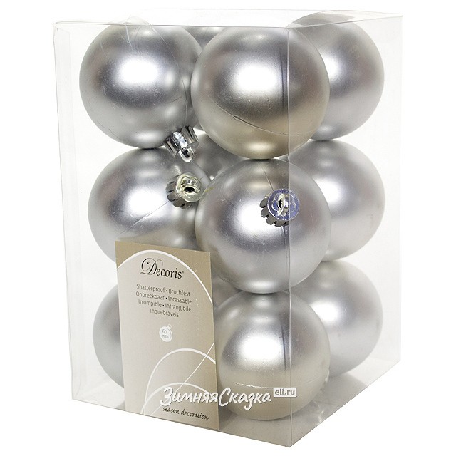 Качественная картинка Набор пластиковых шаров Laitcom, матовые, 60 мм, 12 шт, серебро