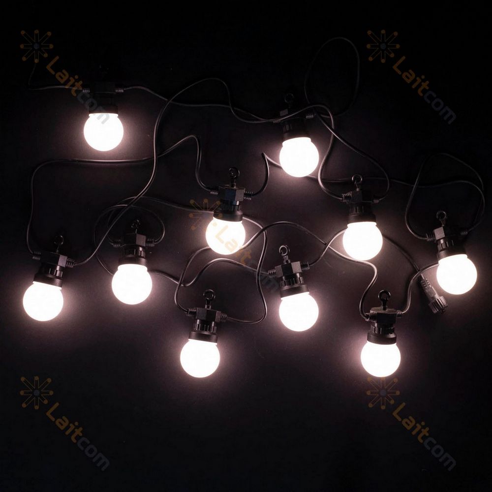 Качественная картинка Светодиодная гирлянда Laitcom, 5м, 10 led, 24V, 50 мм, матовая колба, теплый белый