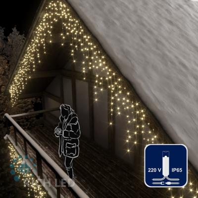 Светодиодная бахрома Rich LED 3*0,9 м, 220 В, пост. свечение, цвет т. белый, IP 65, герм. колпачок