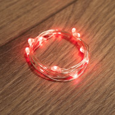 Светодиодная гирлянда Роса Neon-Night, 2м, 20 LED, ПВХ, IP20, 2хCR2032 (в комплекте), красный