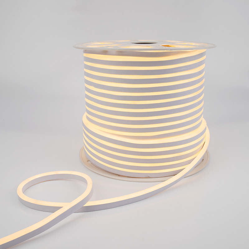 Качественная картинка Гибкий неон NEON-NIGHT 8х16мм односторонний 120 LED/м ТЕПЛЫЙ БЕЛЫЙ 24В бухта 50м
