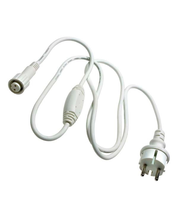 Кабель Питания Laitcom 1,5м с Выпрямителем для Нитей 220В, Провод Белый Каучук, IP65 Качественная картинка Кабель Питания Laitcom 1,5м с Выпрямителем для Нитей 220В, Провод Белый Каучук, IP65