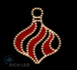 Световая 2Д Елочная игрушка RichLed Шар вытянутый МИНИ (дюралайт), 24В, теплый белый, красный