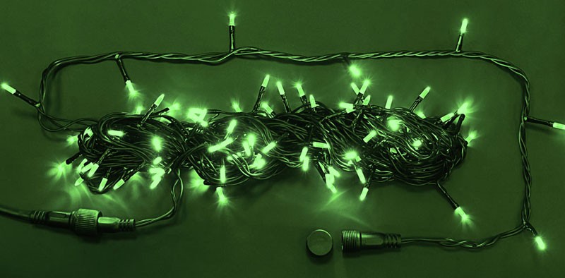 Качественная картинка Светодиодные гирлянды RichLed Нить 10 м, 24 В, пост.свеч, черный провод, цвет зеленый