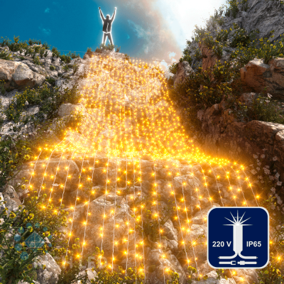 Светодиодный занавес RichLed, 2*9 м, 220 В, мерцание, IP 65, герметичный колпачок, цвет желтый