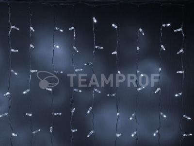 Светодиодный занавес Teamprof 2х1м, мерцание, прозрачный провод, белый