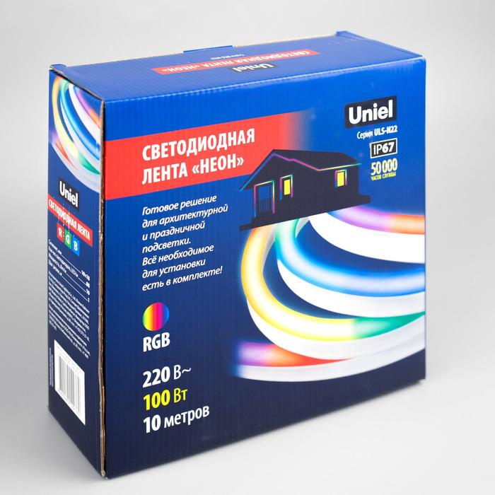 Качественная картинка Гибкий неон Uniel 8 × 16 мм, IP67, 10 м, SMD2835, 80 LED/м, 220 В, свечение RGB