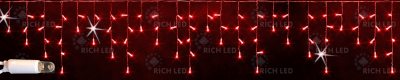 Светодиодная бахрома RichLed 3*0,5 м, 220 В, мерцание, резин, IP 65, герм. колпачок, цвет красный