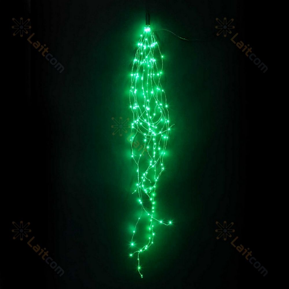 Качественная картинка Светодиодная гирлянда Laitcom "Конский хвост", 1,5м., 12V, 200 LED, IP67,зелен. шнур, зеленый