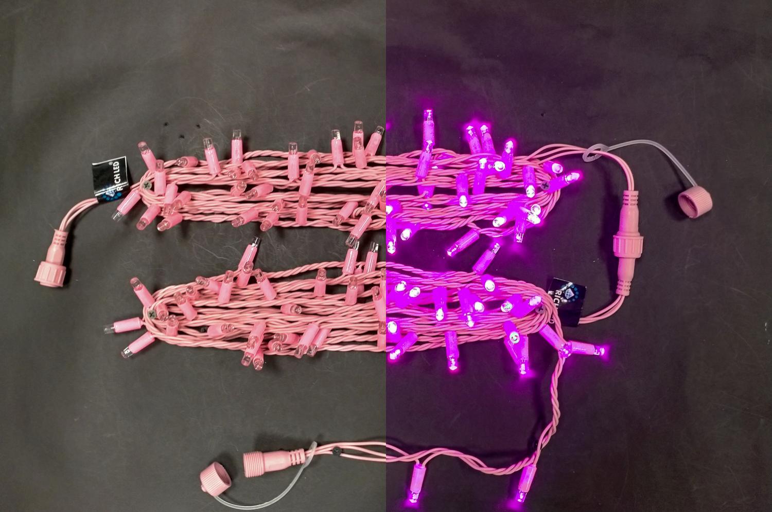 Качественная картинка Светодиодные гирлянды RichLed Нить 10 м, 220 В, пост.свеч, IP 65, герм.колп, розовый провод, розовый