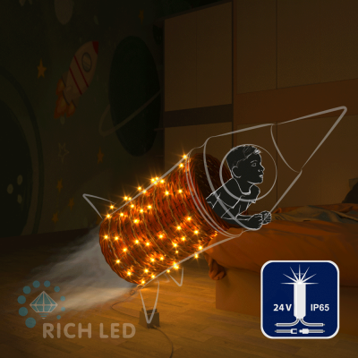 Светодиодные гирлянды RichLed Нить 10 м, 24 В, мерц, IP65, герм. колп, прозр.провод, желтый
