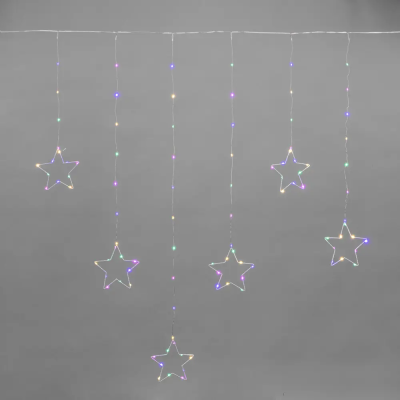 Гирлянда Светодиодный Дождь из росы звезды 1,5х1,5м, 156LED, IP20, динамика, 230В, USB, теплый белый
