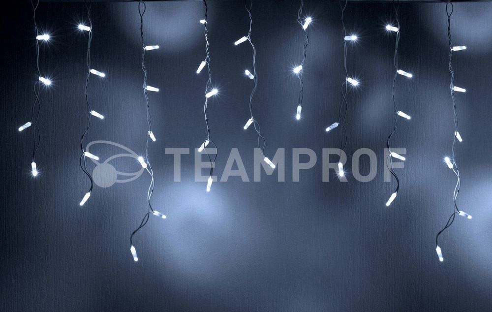 Светодиодная бахрома Teamprof 3х0.6м, IP65, герм.колп., мерцание, белый провод, белая Качественная картинка Светодиодная бахрома Teamprof 3х0.6м, IP65, герм.колп., мерцание, белый провод, белая