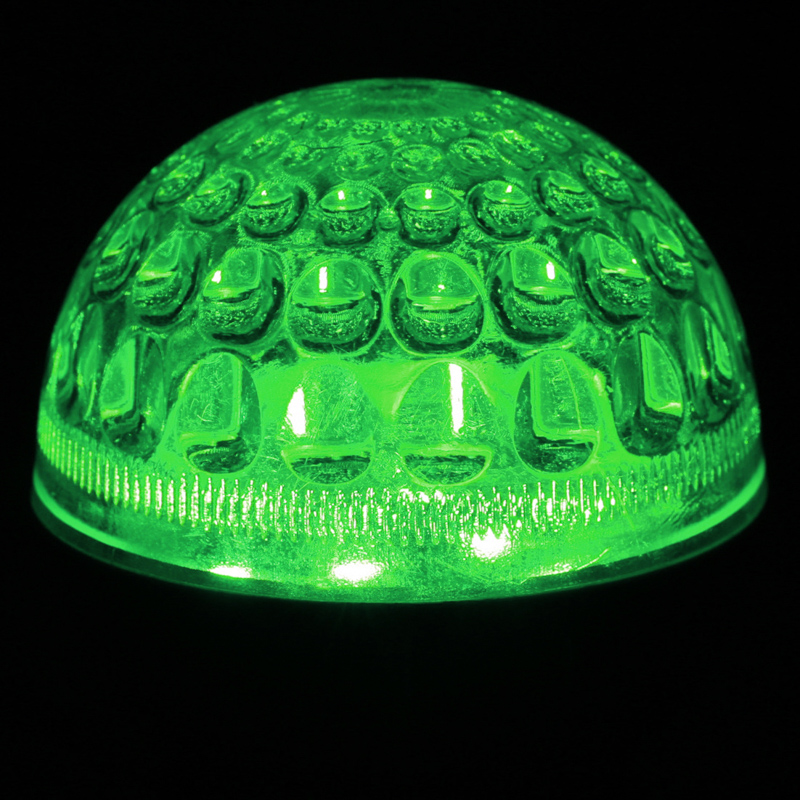 Качественная картинка Лампа светодиодная, диаметр 50мм, Е27, 10 LED, 1Вт, ЗЕЛЕНЫЙ, прозрачная колба, 24В, постоянное напря