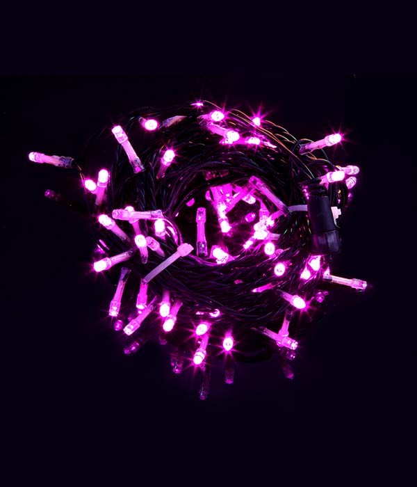 Качественная картинка 03-097 Комплект гирлянды Laitcom, с мерц, 100м., 5x20м, 1000 LED, IP44, 24V, чер.провод PVC, розовый