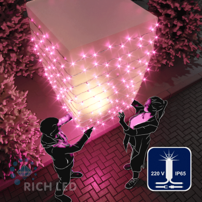 Светодиодные гирлянды RichLed Нить 10 м, 220 В, мерц, IP 65, герм. колп, белый провод, цвет розовый
