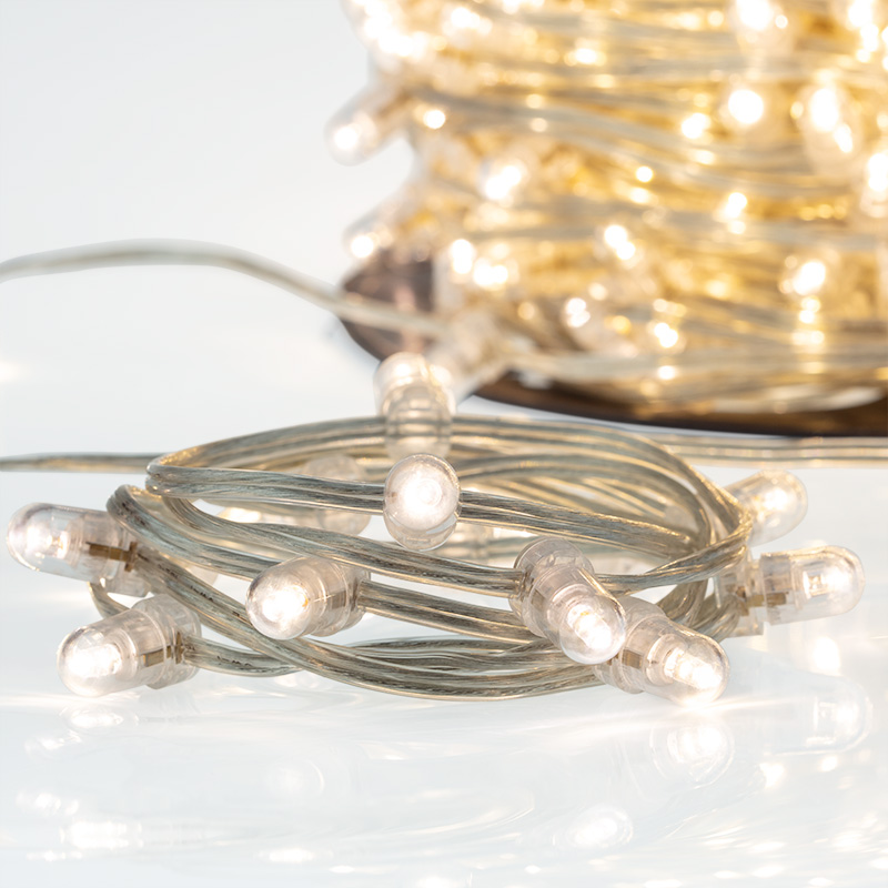 Качественная картинка Гирлянда NEON-NIGHT Клип-лайт 12 V, прозрачный ПВХ, 150 мм, теплый белый