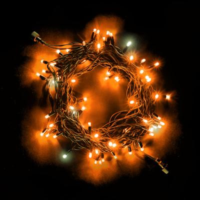 Светодиодная нить с колпачком Laitcom, 10м, 220В, 75 LED, провод черный каучук, IP65, желтый с мерц