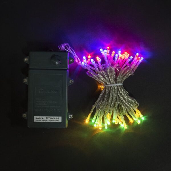 Качественная картинка Светодиодная нить Laitcom, на батарейках с таймером 10м, 3 бат. "D", 4,5V, прозр. пр., мульти