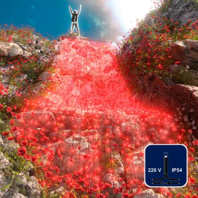 Светодиодный занавес RichLed, 2*9 м, 220 В, постоянное свечение, IP54, цвет красный