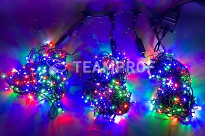 Светодиодная гирлянда спайдер Teamprof, 3 нити по 20м, мерцание, темно-зеленый провод, мульти