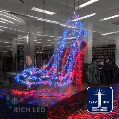 Светодиодные гирлянды RichLed Нить 10 м, 220 В, мерц, IP54, прозрачный провод, цвет синий