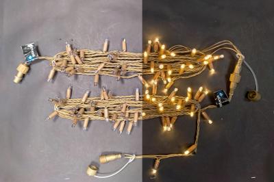 Светодиодная гирлянда Нить 10 м, 220 В, пост. свечение, IP 65, герм.колпачок, бронз.провод, тепл.бел