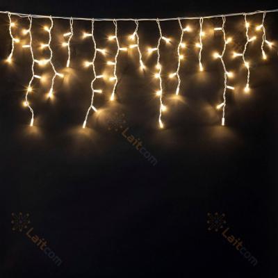 Светодиодная бахрома Laitcom 3,1 x 0,5 м, белый провод (каучук), 120 led, IP65, теплый белый