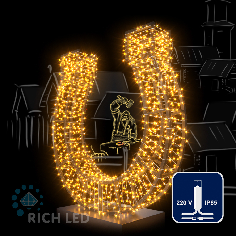 Качественная картинка Светодиодные гирлянды RichLed Нить 10 м, 220 В, статика, IP65, герм. колп, белый пр, желтый