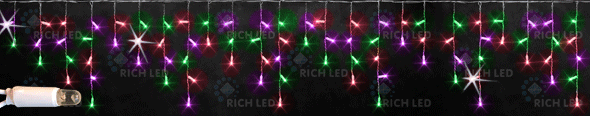 Светодиодная бахрома Rich led, 3*0.5 м, IP65, мерцание, мульти, герметичный колпачок Качественная картинка Светодиодная бахрома Rich led, 3*0.5 м, IP65, мерцание, мульти, герметичный колпачок