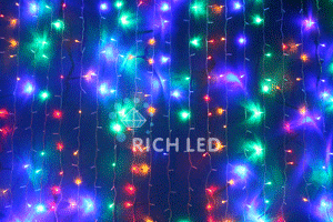Светодиодный занавес RichLed, 2*1,5 м облегченный, 220 В, IP54, мерцание, мульти цвет