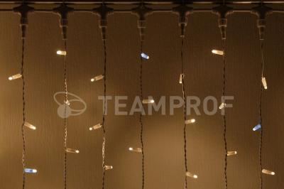 Светодиодный занавес Teamprof 2х6м, мерцание, белый провод, теплый белый