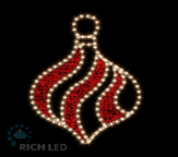 Световая 2Д Елочная игрушка RichLed Шар вытянутый (деколейс+дюралайт), 24В, т.белый, красный