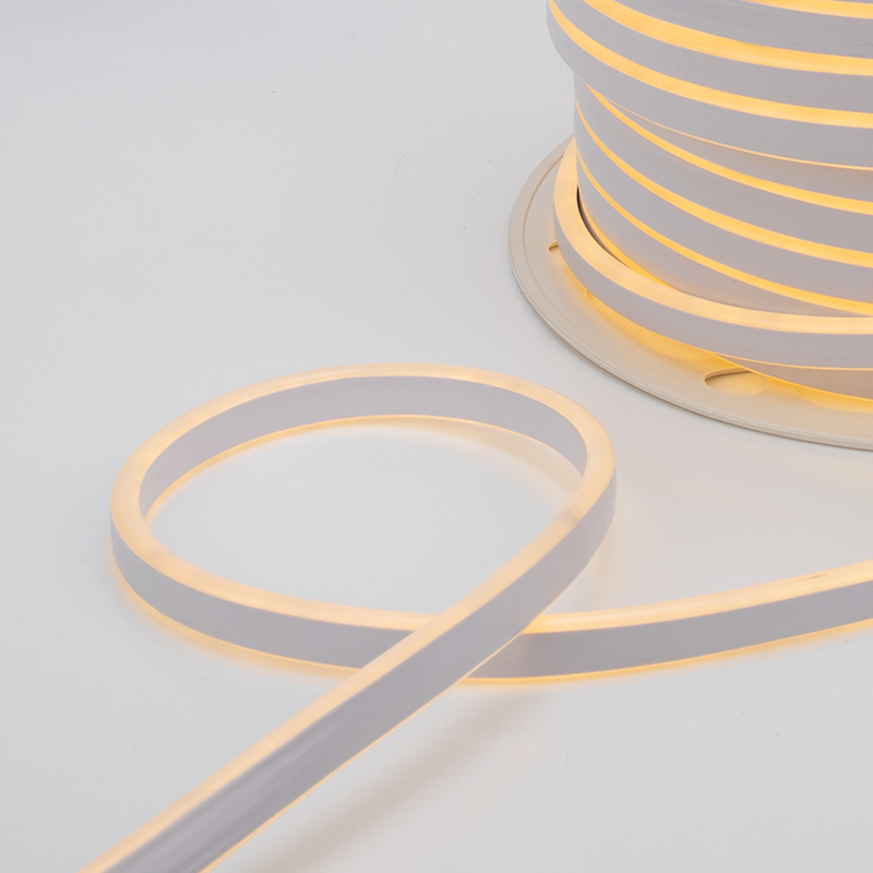 Качественная картинка Гибкий неон NEON-NIGHT 8х16мм двухсторонний 120 LED/м ТЕПЛЫЙ БЕЛЫЙ 230В бухта 100м