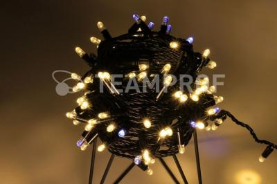 Светодиодная гирлянда нить Teamprof, 10м, 100 LED, 24В, мерцание, черный провод, герм.колп., т.белая Светодиодная гирлянда нить Teamprof, 10м, 100 LED, 24В, мерцание, черный провод, герм.колп., т.белая