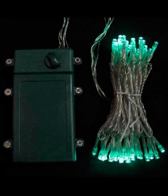 Светодиодная нить на батарейках 10м Аква, 100 LED, провод прозрачный силикон, IP65 Светодиодная нить на батарейках 10м Аква, 100 LED, провод прозрачный силикон, IP65