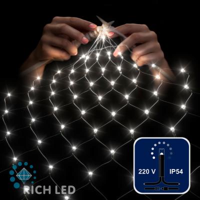 Светодиодная сетка RichLed 2*2 м, 220 В, 8 режимов свечения, цвет белый Светодиодная сетка RichLed 2*2 м, 220 В, 8 режимов свечения, цвет белый