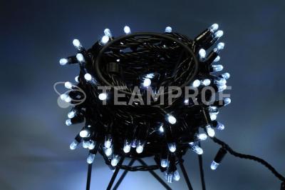 Светодиодная гирлянда нить Teamprof, 10м, 100 LED, 24В, мерцание, черный провод, герм.колп., белая Светодиодная гирлянда нить Teamprof, 10м, 100 LED, 24В, мерцание, черный провод, герм.колп., белая
