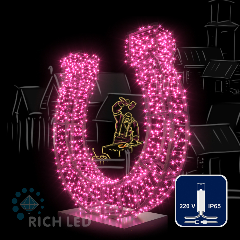Светодиодные гирлянды RichLed Нить 10 м, 220 В, пост. свеч, IP65, герм. колп., прозр.провод, розовый Качественная картинка Светодиодные гирлянды RichLed Нить 10 м, 220 В, пост. свеч, IP65, герм. колп., прозр.провод, розовый